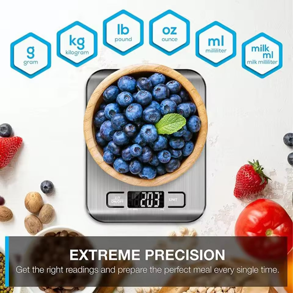 Digital Kitchen Scale 5kg/10kg Food Multi-Function Stainless Steel Balance LCD Display